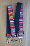 Hand Made Purse Strap, "Fauxvana©" Black Back, Adjustable Strap, approx. 27 to 47 inches