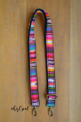 Hand Made Purse Strap, Skinny Strap 1 inch wide "Fauxvana©" Black Back, Adjustable Strap, approx. 28 to 50 inches