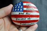 American Flag Art, Hand Painted Stone, Painted Rock, USA Art, Patriotic Art, USA Flag
