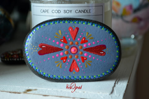 Valentine Painted Rock, Hand Painted Stone, Heart Art, hisOpal Rocks, gift for her