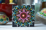 Mandala Canvas, Original Art, Painted Mini Canvas, 2.5 x 2.5 inch, hisOpal Art