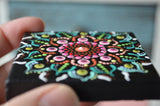 Mandala Canvas, Original Art, Painted Mini Canvas, 2.5 x 2.5 inch, hisOpal Art