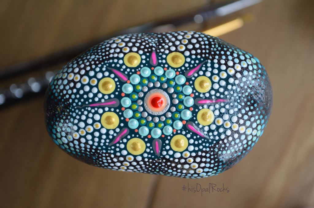 Hand Painted Stone, Mandala Stone, Southwestern Decor, Painted Rock, Boho Decor