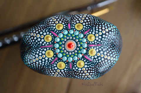 Hand Painted Stone, Mandala Stone, Southwestern Decor, Painted Rock, Boho Decor