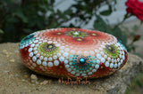 Painted Garden Stone, Mandala Stone, Hand Painted Rock, Garden Decor, Gardener's Gift