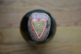 Painted Rock Heart, Hand Painted Rock, Gold Painted Heart, Love Amulet, Pocket Rock