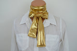 Metallic Gold Scarf Neck Tie Lightweight Neck Bow Womens Ascot Gold Cravat Unisex - hisOpal Swimwear - 6