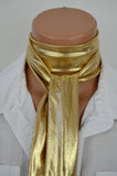 Metallic Gold Scarf Neck Tie Lightweight Neck Bow Womens Ascot Gold Cravat Unisex - hisOpal Swimwear - 5