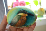 Bird Painted Rock, Hand Painted Stone, Bird Watching, Bird Art, Green and Rufous Kingfisher