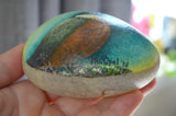 Bird Painted Rock, Hand Painted Stone, Bird Watching, Bird Art, Green and Rufous Kingfisher