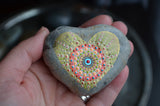 Painted Rock, Heart Shaped Rock, Valentine's Day Gift, Mandala Stone Heart, Boho Decor