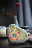Painted Rock, Heart Shaped Rock, Valentine's Day Gift, Mandala Stone Heart, Boho Decor