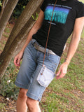 Upcycled Denim Levi's Pocket Purse Lavender Zipper, Copper Cord - hisOpal Swimwear - 5