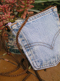Upcycled Denim Levi's Pocket Purse Antique White Zipper and Cord - hisOpal Swimwear - 2
