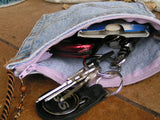 Upcycled Denim Levi's Pocket Purse Lavender Zipper, Copper Cord - hisOpal Swimwear - 3