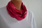 Metallic Hot Pink Infinity Scarf Lightweight Layering Fashion Piece Womens and Teens Holiday Ascot - hisOpal Swimwear - 2