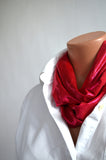 Metallic Ruby Red Infinity Scarf Lightweight Layering Womens Ascot Unisex Club Wear hisOpal - hisOpal Swimwear - 1