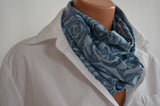 Infinity Scarf Metallic Blue Snakeskin and Rose Print Lightweight Layering Fashion Accessories Women's Ascot Neck Warmer - hisOpal Swimwear - 3