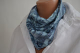 Infinity Scarf Metallic Blue Snakeskin and Rose Print Lightweight Layering Fashion Accessories Women's Ascot Neck Warmer - hisOpal Swimwear - 4