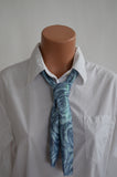 Southwestern Scarf Metallic Blue Rose and Snakeskin Print Women's Neck Tie Lightweight Neck Bow - hisOpal Swimwear - 2