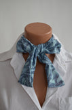 Southwestern Scarf Metallic Blue Rose and Snakeskin Print Women's Neck Tie Lightweight Neck Bow - hisOpal Swimwear - 3