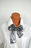 Metallic Silver Scarf Women's Neck Tie Lightweight Layering Scarf Unisex Neck Bow - hisOpal Swimwear - 5