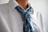 Southwestern Scarf Metallic Blue Rose and Snakeskin Print Women's Neck Tie Lightweight Neck Bow - hisOpal Swimwear - 4