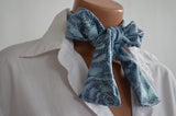 Southwestern Scarf Metallic Blue Rose and Snakeskin Print Women's Neck Tie Lightweight Neck Bow - hisOpal Swimwear - 6