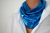 Metallic Peacock Blue Infinity Scarf Lightweight Layering Fashion Piece - hisOpal Swimwear - 2