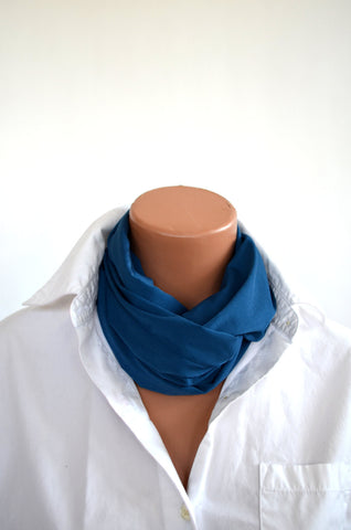 Long Teal Infinity Scarf Lightweight Layering Fashion Piece Womens Ascot
