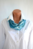 Metallic Hawaiian Blue Long Infinity Scarf Lightweight Layering Women's Ascot Neck Wrap hisOpal - hisOpal Swimwear - 1