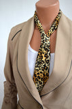 Women's Neck Tie Cheetah Animal Print Neck Bow Lightweight Scarf Layering Hair Tie - hisOpal Swimwear - 4