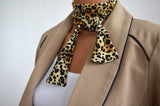 Women's Neck Tie Cheetah Animal Print Neck Bow Lightweight Scarf Layering Hair Tie - hisOpal Swimwear - 2