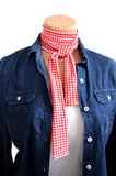 Women's Neck Tie Red Gingham Print Neck Bow Lightweight Scarf Layering Hair Tie Ladie's Ascot - hisOpal Swimwear - 5