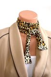 Women's Neck Tie Cheetah Animal Print Neck Bow Lightweight Scarf Layering Hair Tie - hisOpal Swimwear - 3