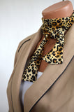 Women's Neck Tie Cheetah Animal Print Neck Bow Lightweight Scarf Layering Hair Tie - hisOpal Swimwear - 1