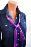 Metallic Hot Pink on Purple Scarf Women's Neck Tie Lightweight Layering Fashion Accessories - hisOpal Swimwear - 4