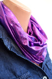 Infinity Scarf Short Metallic Hot Pink over Purple Lightweight Layering Fashion Accessories Women's Ascot Neck Warmer - hisOpal Swimwear - 4