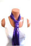 Metallic Purple Scarf Women's Thick Neck Tie Lightweight Layering Unisex Necktie Clubwear Neck Bow - hisOpal Swimwear - 3