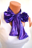 Metallic Purple Scarf Women's Thick Neck Tie Lightweight Layering Unisex Necktie Clubwear Neck Bow - hisOpal Swimwear - 2