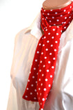 Women's Neck Tie Red with White Polka Dot Print Neck Bow Lightweight Scarf Hair Tie Ladie's Ascot - hisOpal Swimwear - 5