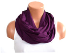 Plum Long Infinity Scarf Lightweight Layering Women's Ascot Unisex Scarf Neck Warmer - hisOpal Swimwear - 4