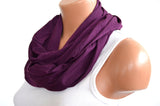 Plum Long Infinity Scarf Lightweight Layering Women's Ascot Unisex Scarf Neck Warmer - hisOpal Swimwear - 5