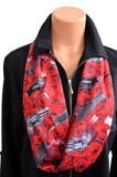 Short Infinity Scarf Guns and Roses Print Lightweight Layering Women's Ascot Neck Warmer hisOpal - hisOpal Swimwear - 2