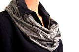 Long Infinity Scarf Metallic Grey Snakeskin Print Lightweight Layering Fashion Accessories Women's Ascot Neck Warmer - hisOpal Swimwear - 4