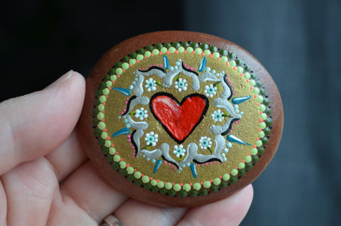 Simple "I love you" hand painted stone, heart stone, gift for her, painted rock