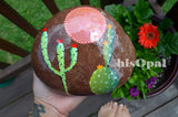 Painted Rock Desert, Large Cactus Rock, Cactus Garden, Hand Painted Rock, Southwestern