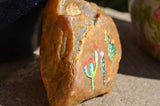 Painted Cactus Rock, Paperweight, Desktop Decor, Cactus Decor Art, Hand Painted Rock