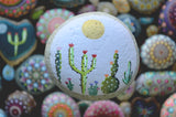 Painted Cactus Rock, Desktop Decor, Cactus Art, Hand Painted Rock Art, Southwestern
