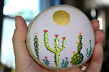 Painted Cactus Rock, Desktop Decor, Cactus Art, Hand Painted Rock Art, Southwestern